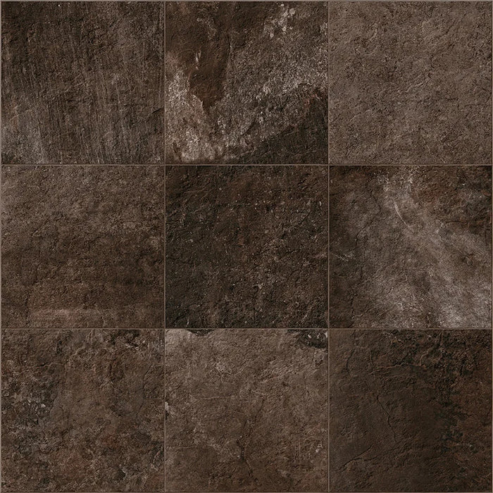 Dettaglio piastrella in gres porcellanato effetto pietra naturale della Collezione Des Alpes di Ceramica Settecento, colore Bruno 47,8x47,8