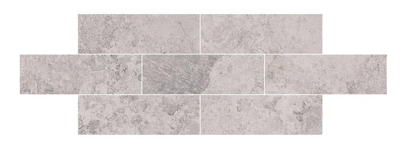 Dettaglio piastrella in gres porcellanato effetto pietra naturale della Collezione Des Alpes di Ceramica Settecento, colore Bianco 7.7x23.6