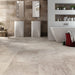 Dettaglio piastrella in gres porcellanato effetto pietra naturale della Collezione Des Alpes di Ceramica Settecento, colore Beige 47,8x47,8