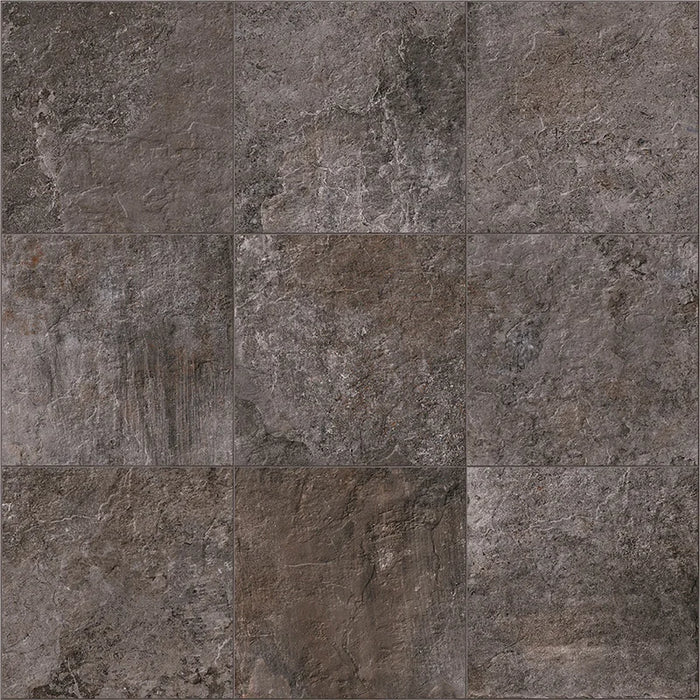 Dettaglio piastrella in gres porcellanato effetto pietra naturale della Collezione Des Alpes di Ceramica Settecento, colore Grigio 47,8x47,8