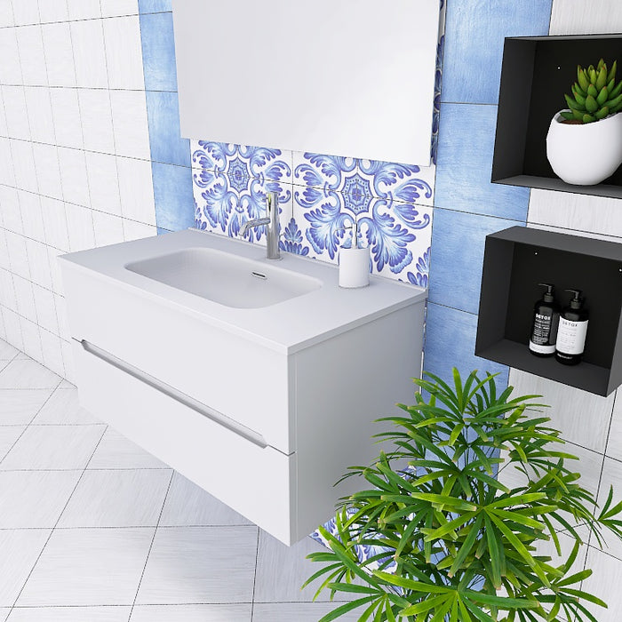 Composizione mobile bagno Pandora 02 con mobile sospeso, top con lavabo integrato in ceramica lucida si abbina splendidamente alla finitura opaca del mobile, garantendo luminosità e facilità di pulizia. Specchio rettangolare a filo lucido con lampada superiore a Led, oltre a 3 pensili a giorno in metallo nero opaco. Disponibile nelle finiture: Tortora Opaco, Bianco Opaco, Noce, Rovere, Rovere Rustico e Larice Bianco.