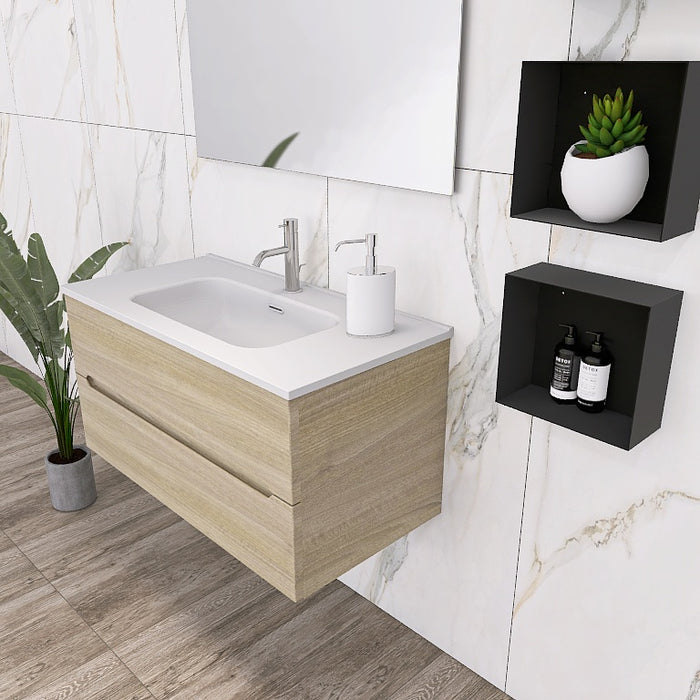 Composizione mobile bagno Pandora 02 con mobile sospeso, top con lavabo integrato in ceramica lucida si abbina splendidamente alla finitura opaca del mobile, garantendo luminosità e facilità di pulizia. Specchio rettangolare a filo lucido con lampada superiore a Led, oltre a 3 pensili a giorno in metallo nero opaco. Disponibile nelle finiture: Tortora Opaco, Bianco Opaco, Noce, Rovere, Rovere Rustico e Larice Bianco.