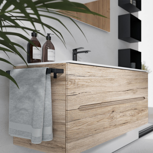 compposizione mobile bagno easy 90 di belbagno in finitura rovere nodi