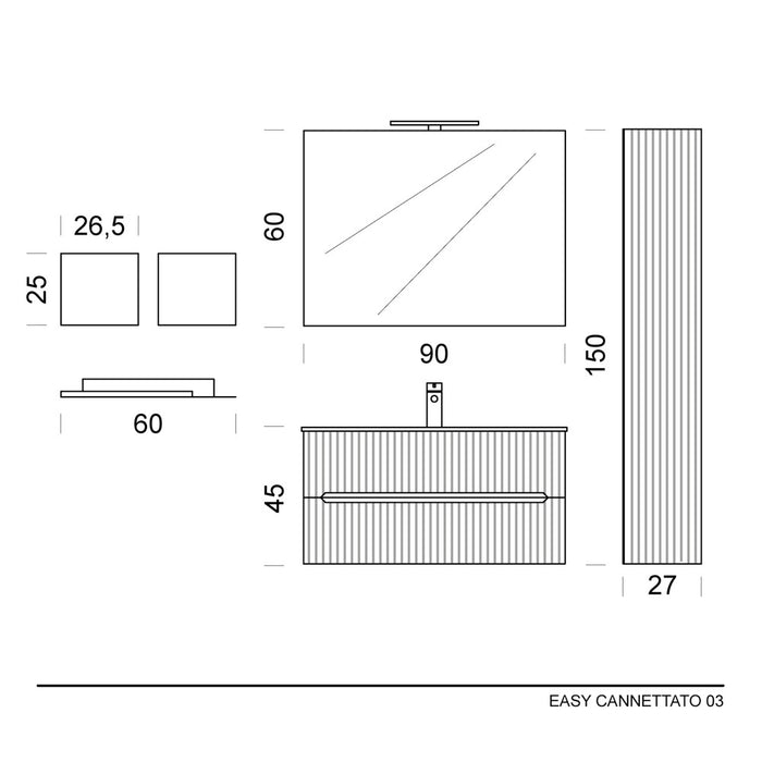 scheda tecnica composizione mobile da bagno easy cannettato 03 di belbagno