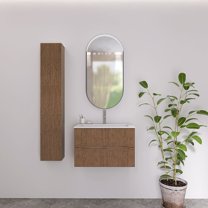 La composizione comprende una base sospesa di piccole dimensioni. La consolle con lavabo integrato in mineralmarmo si abbina a tutte le finiture. Disponibile nelle finiture: Tortora Opaco, Bianco opaco, Verde opaco, rovere e noce.