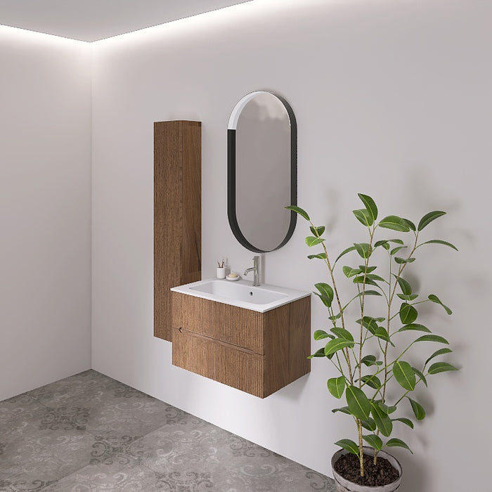 La composizione comprende una base sospesa di piccole dimensioni. La consolle con lavabo integrato in mineralmarmo si abbina a tutte le finiture. Disponibile nelle finiture: Tortora Opaco, Bianco opaco, Verde opaco, rovere e noce.