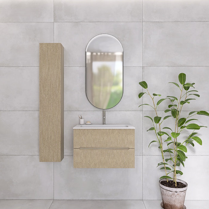 La composizione comprende una base sospesa di piccole dimensioni. La consolle con lavabo integrato in mineralmarmo si abbina a tutte le finiture. Disponibile nelle finiture: Tortora Opaco, Bianco opaco, Verde opaco, rovere e noce.