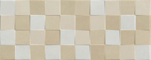 dettaglio piastrella da rivestimento interno effetto mosaico a rilievo della collezione Easy di Savoia Italia, formato 20x50, colore Mosaico Beige