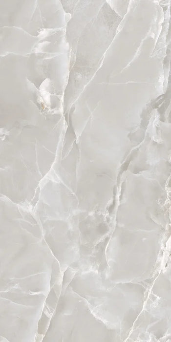 Dettaglio piastrella in gres porcellanato effetto marmo lucido della collezione Elegance di Ceramica Settecento, formato 60x120 cm, colore Pearl