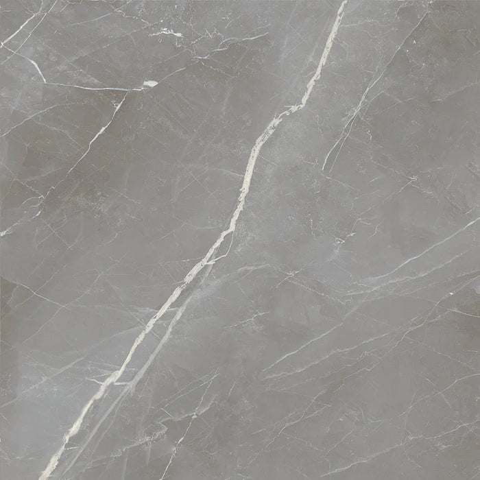 Dettaglio piastrella in gres porcellanato effetto marmo lucido della collezione Elegance di Ceramica Settecento, formato 60x60 cm, colore Silver