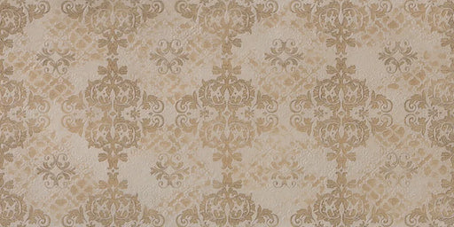 Dettaglio piastrella da rivestimento in gres porcellanato effetto damascato 60x120 della collezione Evoque, colore Lacche Caramel, di Ceramica Settecento