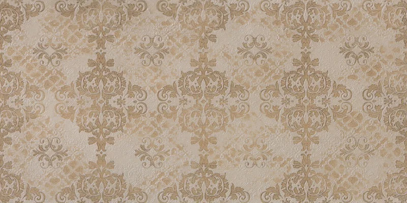 Dettaglio piastrella da rivestimento in gres porcellanato effetto damascato 60x120 della collezione Evoque, colore Lacche Caramel, di Ceramica Settecento