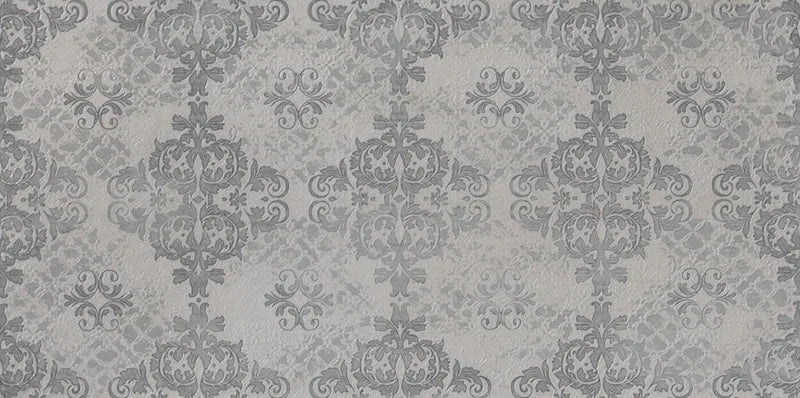 Dettaglio piastrella da rivestimento in gres porcellanato effetto damascato 60x120 della collezione Evoque, colore Lacche Grigio, di Ceramica Settecento