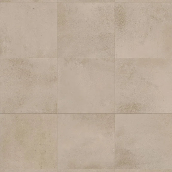 Dettaglio pavimento in gres porcellanato effetto cemento 60x60 cm, della collezione Evoque, colore Sabbia, di Ceramica Settecento