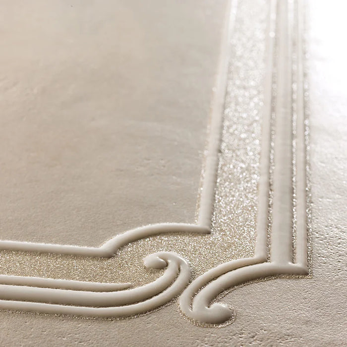 Dettaglio piastrella in gres porcellanato effetto boiserie tono su tono della Collezione Evoque di Ceramica Settecento, Decoro Boiserie Sabbia 60x120