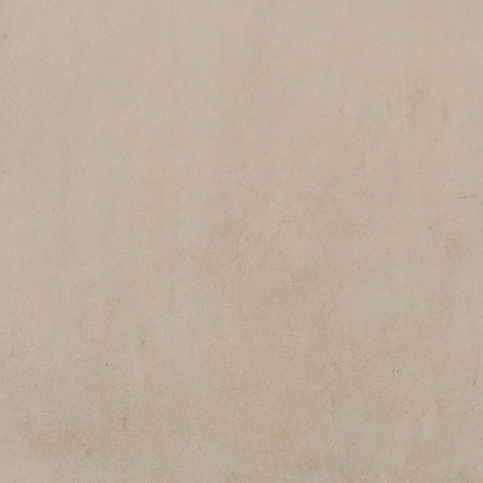 Dettaglio piastrella da pavimento in gres porcellanato effetto cemento 60x60 cm, della collezione Evoque, colore Sabbia, di Ceramica Settecento