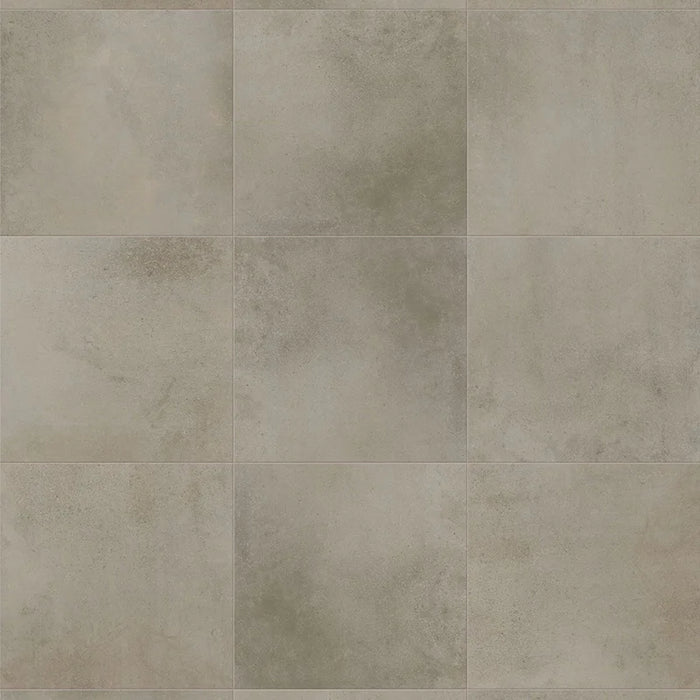 Dettaglio piastrella da pavimento in gres porcellanato effetto cemento 60x60 cm, della collezione Evoque, colore Taupe, di Ceramica Settecento