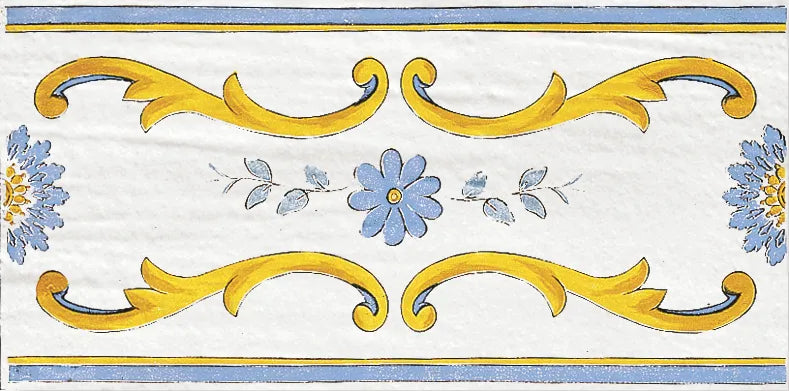 Decorazione in stile vietrese, fascia nerano 17x34, collezione cotto mediterraneo di savoia italia