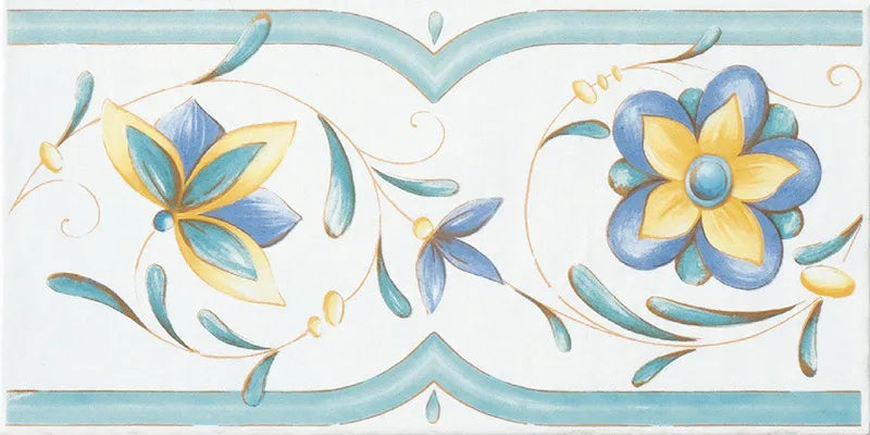 Fascia decorativa in stile maiolica vietrese, Fascia posillipo 17x34 collezione antiche riggiole napoletane