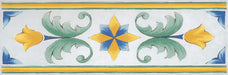 Fascia decorativa in stile maiolica vietrese, collezione riggiole napoletane fascia per pavimenti e rivestimenti santa chiara 11x34