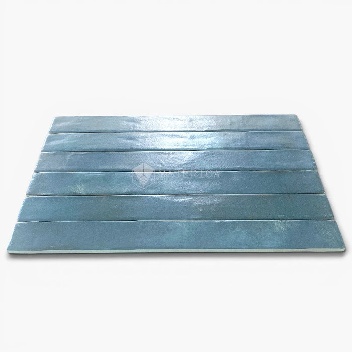Foto piastrelle per pavimento e rivestimento in gres porcellanato effetto mattoncino opaco 4.8x45 cm della collezione Graffiti, colore Blue di Ceramica Rondine