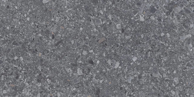 Piastrella in gres porcellanato effetto marmetta della collezione Gravelux di Ceramica Rondine, formato 30x60 cm, colore Anthracite