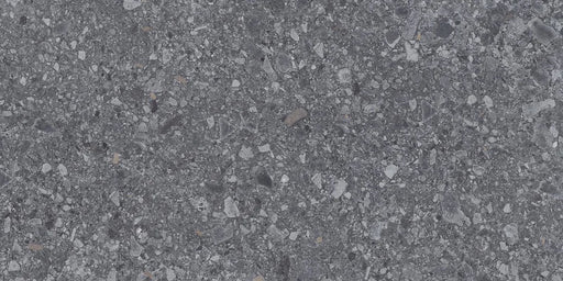 Piastrella per pavimento esterno in gres porcellanato effetto pietra della collezione Gravelux di Ceramica Rondine, formato 30x60 cm antiscivolo, colore Anthracite