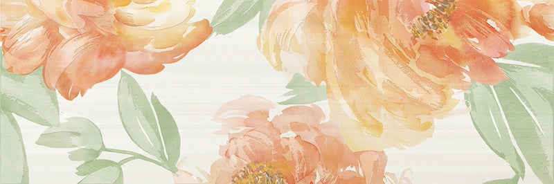 dettaglio piastrella da rivestimento opaca effetto CARTA DA PARATI CON DECORO FLOREALE della collezione Glow di Paul & Co Ceramiche, formato 33x100, colore Peony Ivory