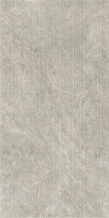 Dettaglio piastrella per rivestimenti in gres porcellanato effetto pietra rigata della collezione Dolomia di Herberia Ceramiche, formato 60x120, colore Grey