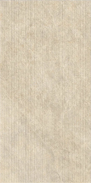 Dettaglio piastrella per rivestimenti in gres porcellanato effetto pietra rigata della collezione Dolomia di Herberia Ceramiche, formato 60x120, colore Beige