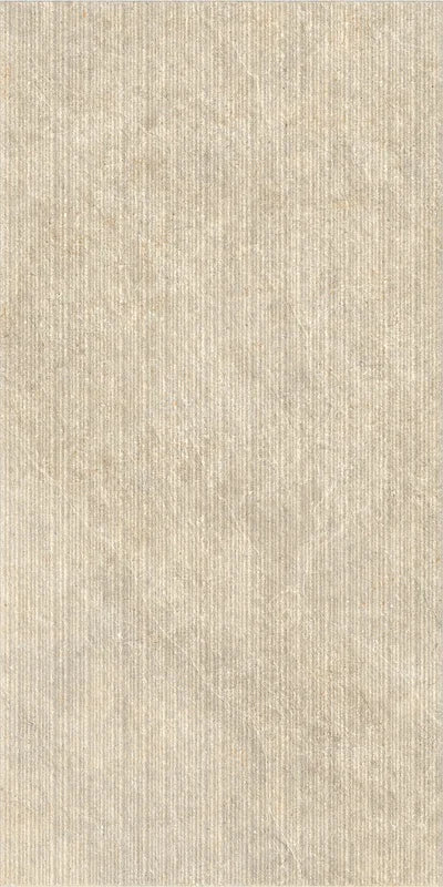 Dettaglio piastrella per rivestimenti in gres porcellanato effetto pietra rigata della collezione Dolomia di Herberia Ceramiche, formato 60x120, colore Beige