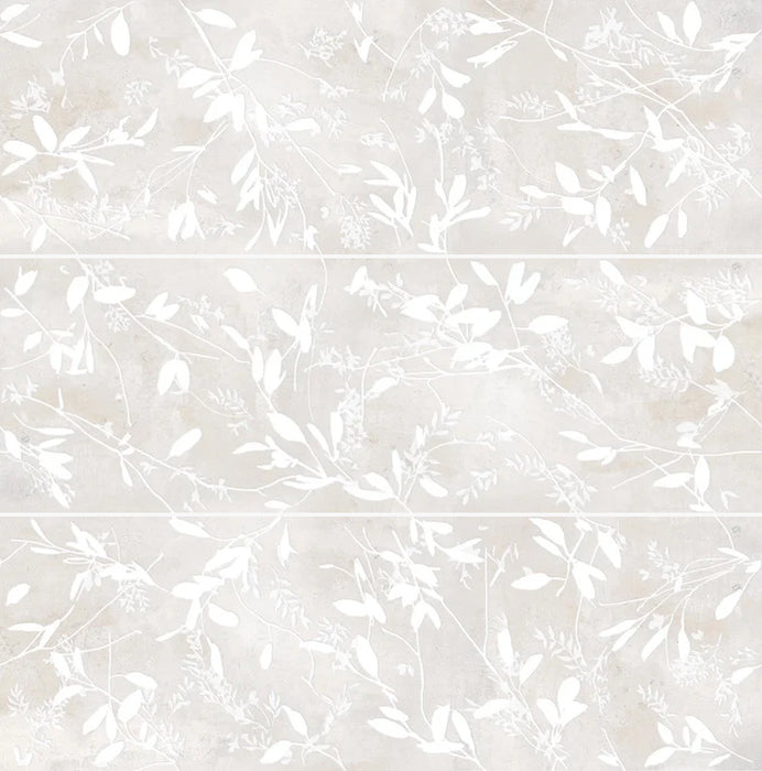 Dettaglio Piastrella da rivestimento in ceramica serie Lime di Herberia Ceramiche, Decoro effetto carta da parati Decoro 3D Lacy Pearl 25x75