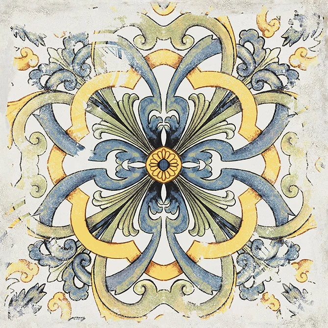Dettaglio Piastrella da pavimento e rivestimento in gres porcellanato serie Cotti d'Italia di Herberia Ceramiche, effetto cementine Decoro Vietri, formato 34x34 multicolor 9