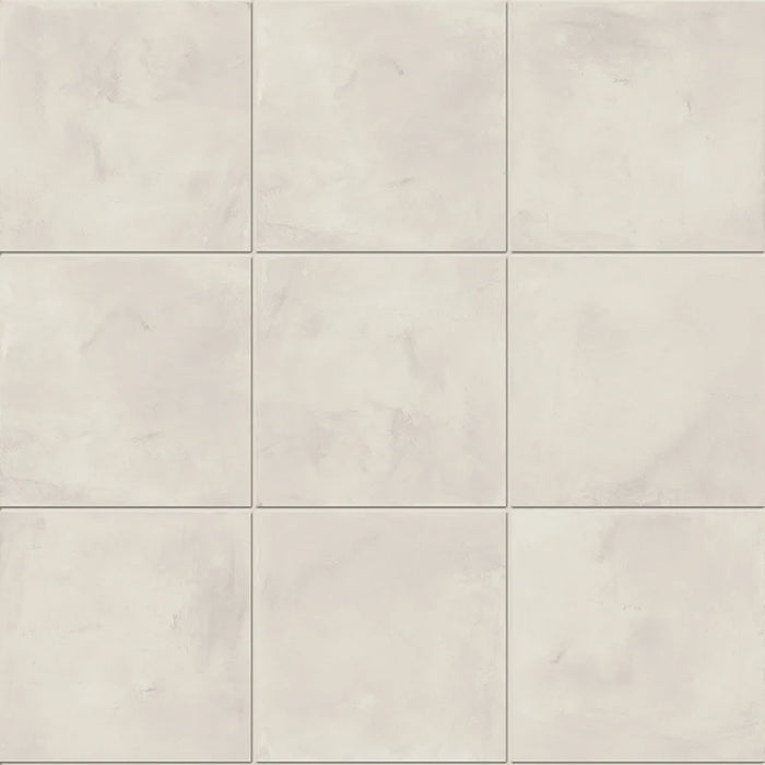 Dettaglio Piastrella da pavimento e rivestimento in gres porcellanato serie Terra.Art di Marca Corona, effetto cemento, formato 20x20 cm, Colore Bianco