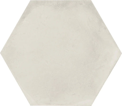 Dettaglio Piastrella da pavimento e rivestimento in gres porcellanato serie Terra.Art di Marca Corona, effetto cemento, formato esagonale 25x21 cm, Colore Bianco Esagona