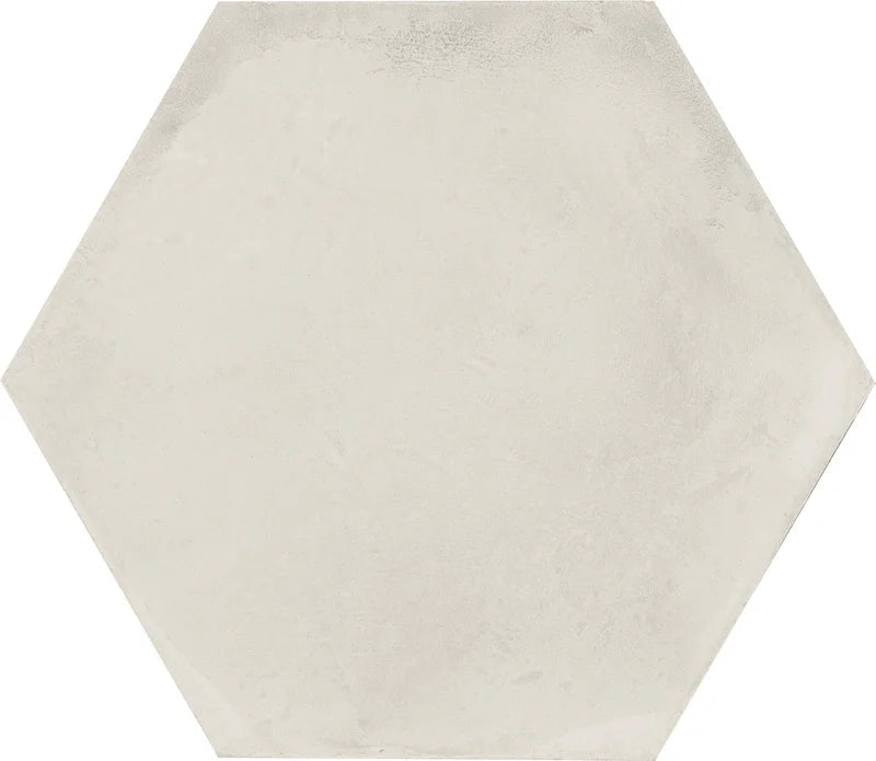 Dettaglio Piastrella da pavimento e rivestimento in gres porcellanato serie Terra.Art di Marca Corona, effetto cemento, formato esagonale 25x21 cm, Colore Bianco Esagona