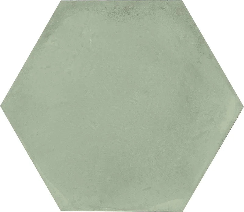 Dettaglio Piastrella da pavimento e rivestimento in gres porcellanato serie Terra.Art di Marca Corona, effetto cemento, formato esagonale 25x21 cm, Colore Menta Esagona