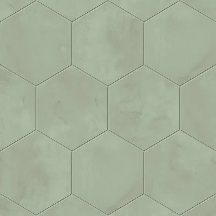 Dettaglio Piastrella da pavimento e rivestimento in gres porcellanato serie Terra.Art di Marca Corona, effetto cemento, formato esagonale 25x21 cm, Colore Menta Esagona