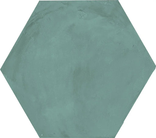 Dettaglio Piastrella da pavimento e rivestimento in gres porcellanato serie Terra.Art di Marca Corona, effetto cemento, formato esagonale 25x21 cm, Colore Cielo Esagona