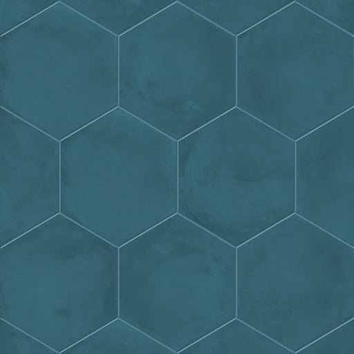 Dettaglio Piastrella da pavimento e rivestimento in gres porcellanato serie Terra.Art di Marca Corona, effetto cemento, formato esagonale 25x21 cm, Colore Oceano Esagona