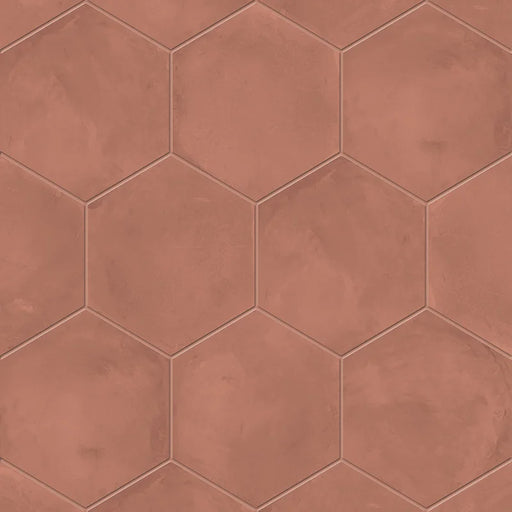 Dettaglio Piastrella da pavimento e rivestimento in gres porcellanato serie Terra.Art di Marca Corona, effetto cemento, formato esagonale 25x21 cm, Colore Tramonto Esagona