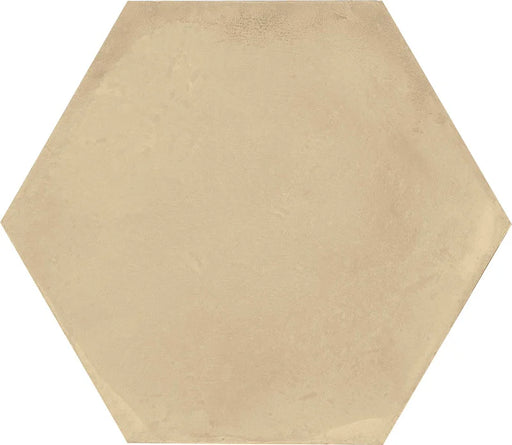 Dettaglio Piastrella da pavimento e rivestimento in gres porcellanato serie Terra.Art di Marca Corona, effetto cemento, formato esagonale 25x21 cm, Colore Crema Esagona