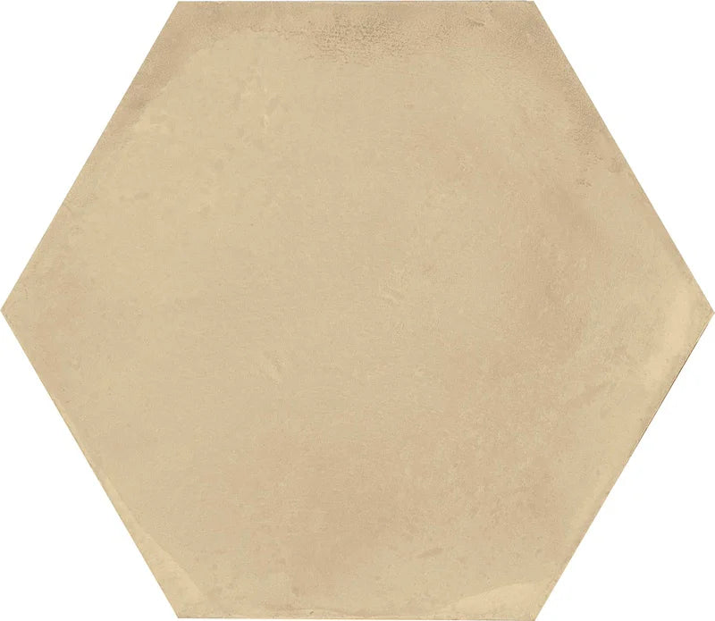 Dettaglio Piastrella da pavimento e rivestimento in gres porcellanato serie Terra.Art di Marca Corona, effetto cemento, formato esagonale 25x21 cm, Colore Crema Esagona