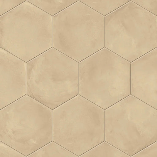 Dettaglio Piastrella da pavimento e rivestimento in gres porcellanato serie Terra.Art di Marca Corona, effetto cemento, formato esagonale 25x21 cm, Colore Crema Esagona