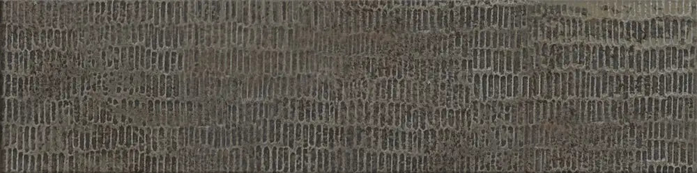 Dettaglio posato piastrella per rivestimento in gres porcellanato effetto mattoncino lucido 7,5x30 cm della collezione Inciso, colore Porphyr di Ceramica Settecento