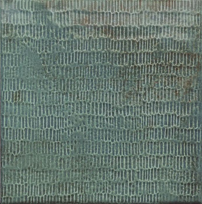 Dettaglio  piastrella per rivestimento in gres porcellanato effetto Scalpellato lucido Square 16,5x16,5 cm della collezione Inciso, colore Jade di Ceramica Settecento