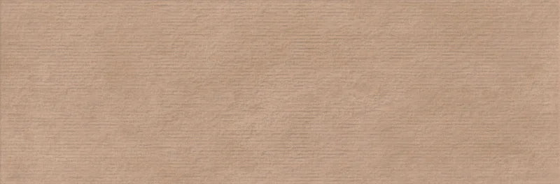 Piastrella per rivestimento bagno in bicottura pasta bianca rigata a rilievo della collezione Pictura di Idea Ceramica, formato 33x100 cm, colore Trame Argilla