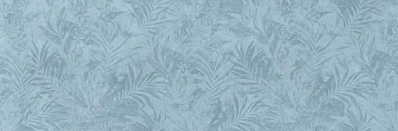 Piastrella per rivestimento bagno in bicottura pasta bianca foliage tono su tono della collezione Pictura di Idea Ceramica, formato 33x100 cm, colore Felce Petrolio