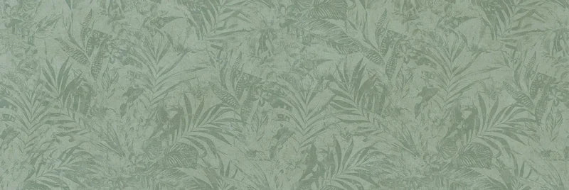 Piastrella per rivestimento bagno in bicottura pasta bianca foliage tono su tono della collezione Pictura di Idea Ceramica, formato 33x100 cm, colore Felce Salvia