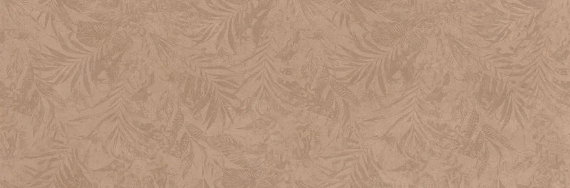 Piastrella per rivestimento bagno in bicottura pasta bianca foliage tono su tono della collezione Pictura di Idea Ceramica, formato 33x100 cm, colore Felce Argilla